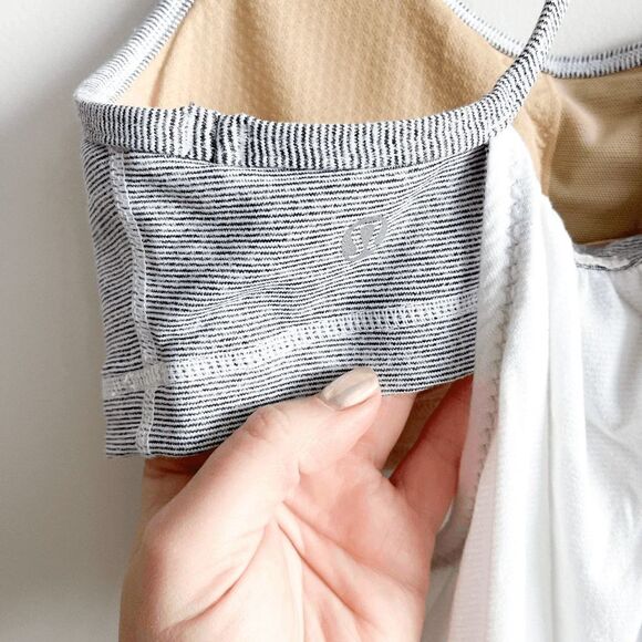 Lululemon Athletica Women Let It Loose Layered Bra Run Tank Top White Size 6 - Picture 5 of 6